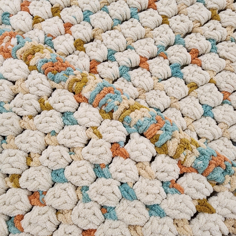 Handmade Chunky Crochet Multicolor Baby/ Throw Blanket 49 X 45 Great For Gifts - Picture 4 of 8